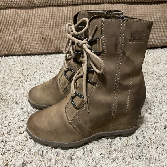 Sorel Womens Joan Of Arctic Wedge II Lace Up Boots Size 6 Elk Suede Waterproof C - Picture 5 of 15